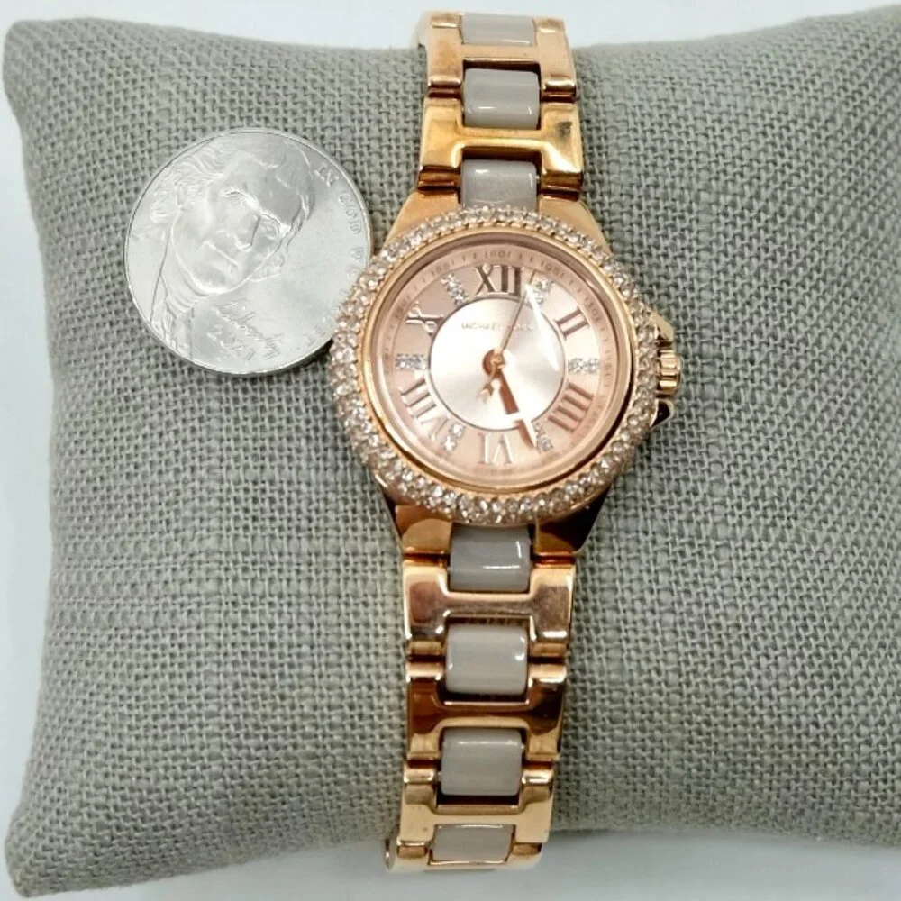 MICHAEL KORS~Petite Camille~LADIES ROSE GOLD SWAROVSKI CRYSTAL WATCH